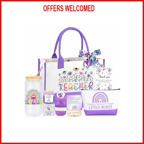 Large Cotton Canvas Tote Bag with Makeup Case, Perfect for Teachers & Daily Use - Picture 2 of 8